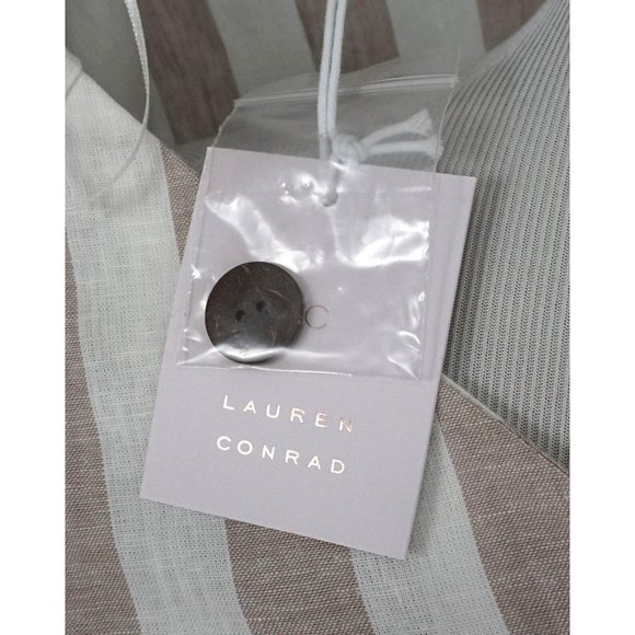 New LC Lauren Conrad Tan White Striped Pleated Ruffle Button Up Linen Top XS - Picture 6 of 8